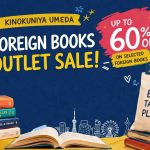 大阪の紀伊國屋書店梅田本店で開催される外国語書籍アウトレットセールのポスター。対象の外国語書籍が最大60％オフ